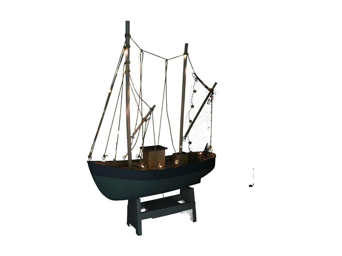 Barca legno con led cm 43xh62x14