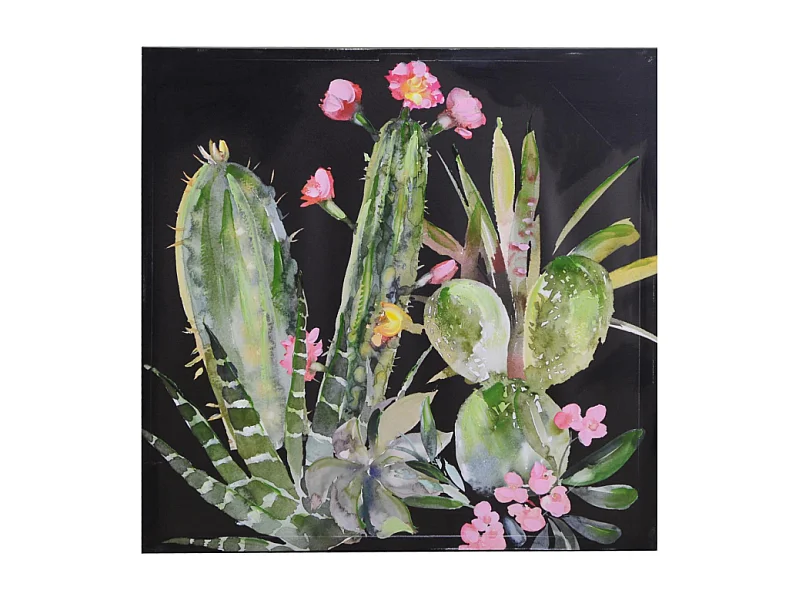 Quadro stampa cactus nero cm 80x80x3