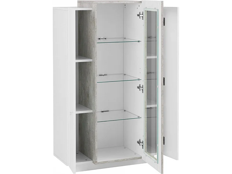 Vetrina Coro – Bianco e Cemento – 80x120x38