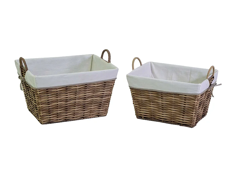 Cesta plastica grigio 1-2 con fodera bianca rettangolare cm 50x39h30