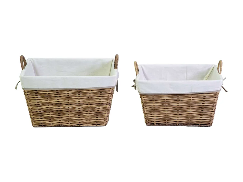 Cesta plastica grigio 1-2 con fodera bianca rettangolare cm 50x39h30