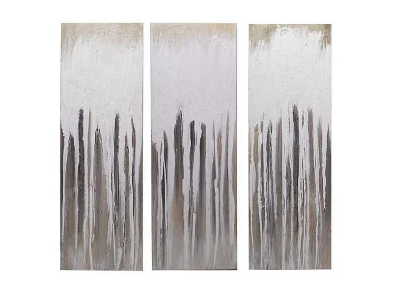 Quadro dipinto bianco marrone cm30x90x3