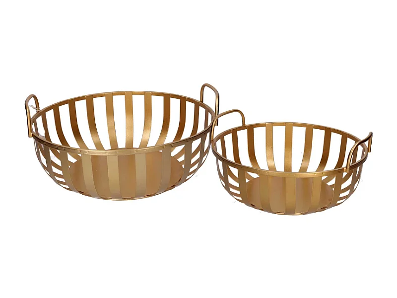 Cesta metallo 1-2 oro tondo cm 42,5x41h19,5