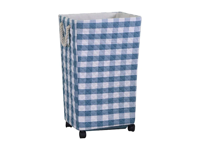 Cestone tessuto azzurro rettangolare con rotelle cm 40x30h70