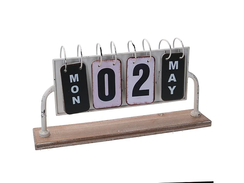 Calendario metallo bianco rettangolare cm 37x20h8