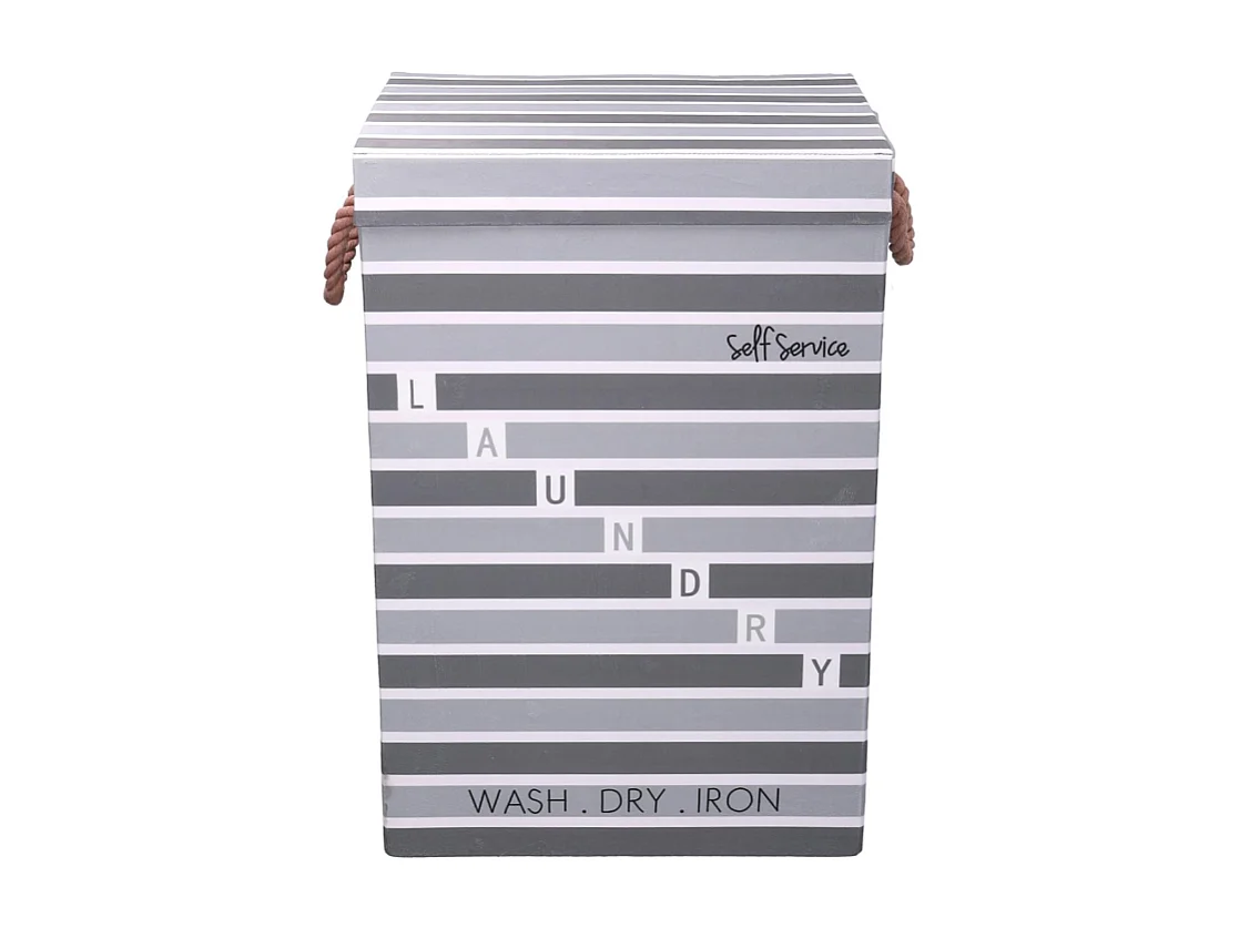 Cestone tessuto laundry grigio con coperchio cm 40x30h60