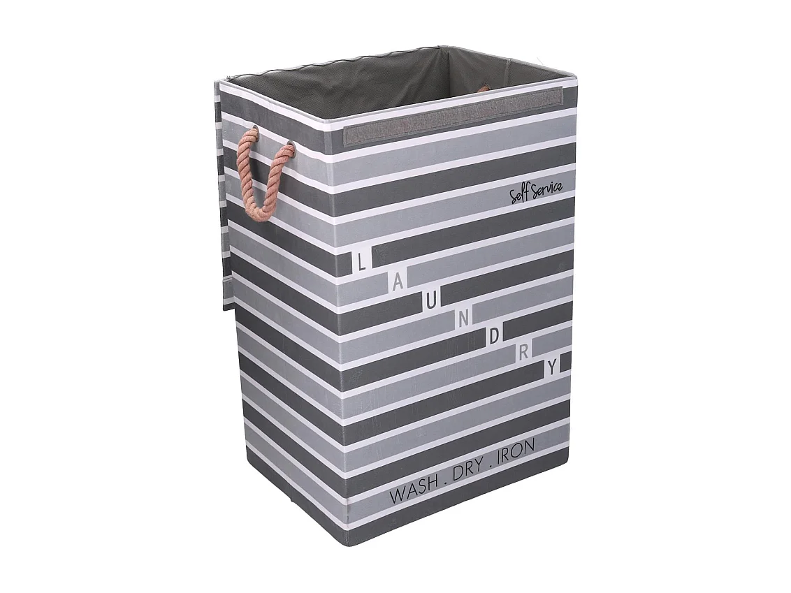Cestone tessuto laundry grigio con coperchio cm 40x30h60