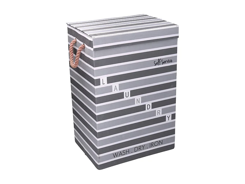 Cestone tessuto laundry grigio con coperchio cm 40x30h60