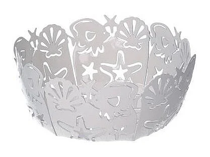 Cestina metallo cavalluccio bianco tondo cm ø20h7