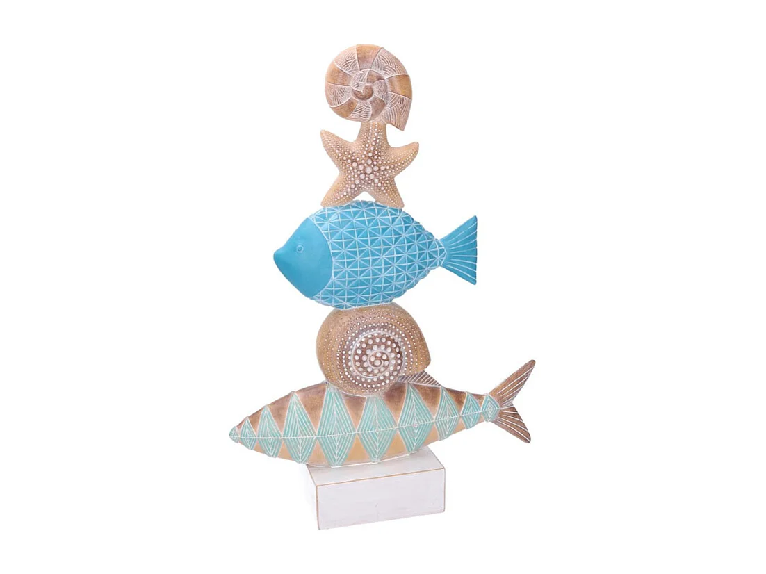 Pesce resina mare con conchiglie naturale cm 32,5x10h46,7