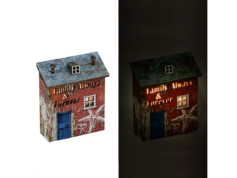 Decorazione mare casa legno stella con led cm12x5h14