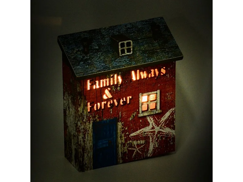 Decorazione mare casa legno stella con led cm12x5h14