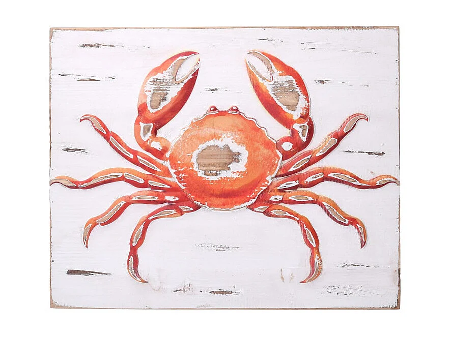 Quadro legno mare granchio rettangolarecm 47x38x4