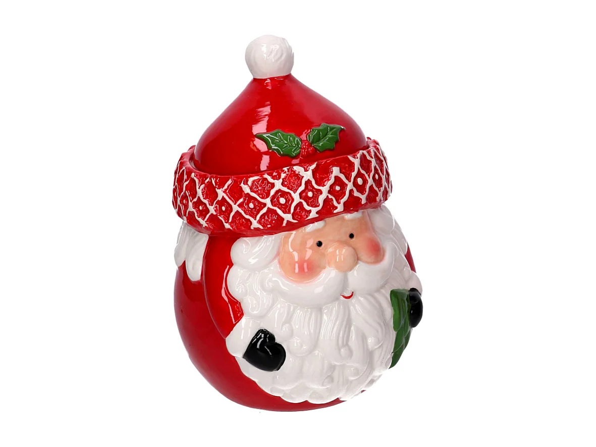 Barattolo ceramica babbo natale bianco e rosso cm 16x16h24
