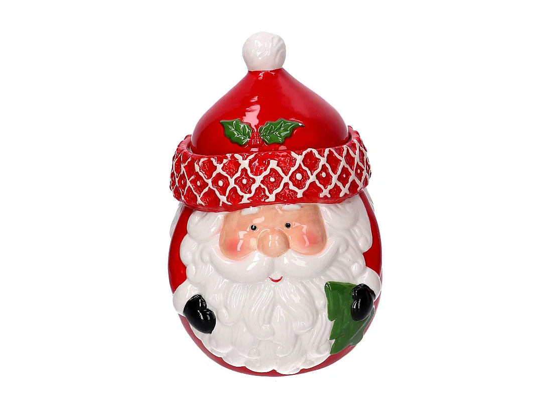 Barattolo ceramica babbo natale bianco e rosso cm 16x16h24
