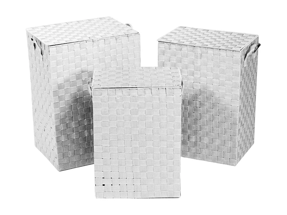 Cestone poliestere 1-3 bianco foderato rettangolare cm 40x30h55