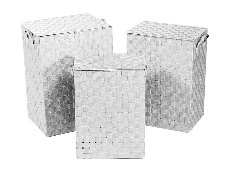 Cestone poliestere 1-3 bianco foderato rettangolare cm 40x30h55