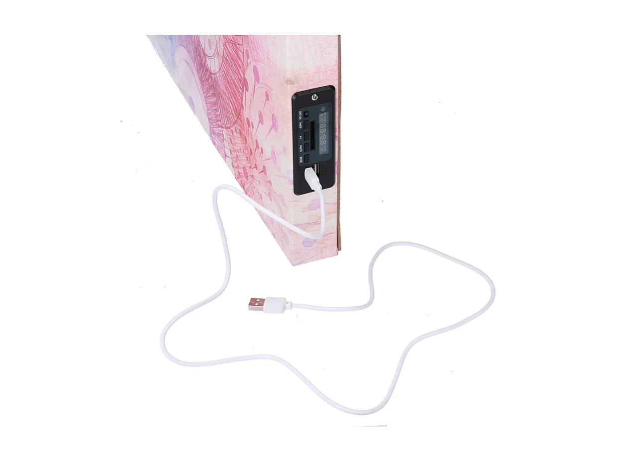 Quadro stampa bluetooth lampadina bianco ghiaccio cm 60x60x4
