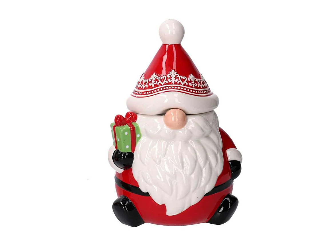 Barattolo ceramica babbo natale rosso cm 18x16h26,8