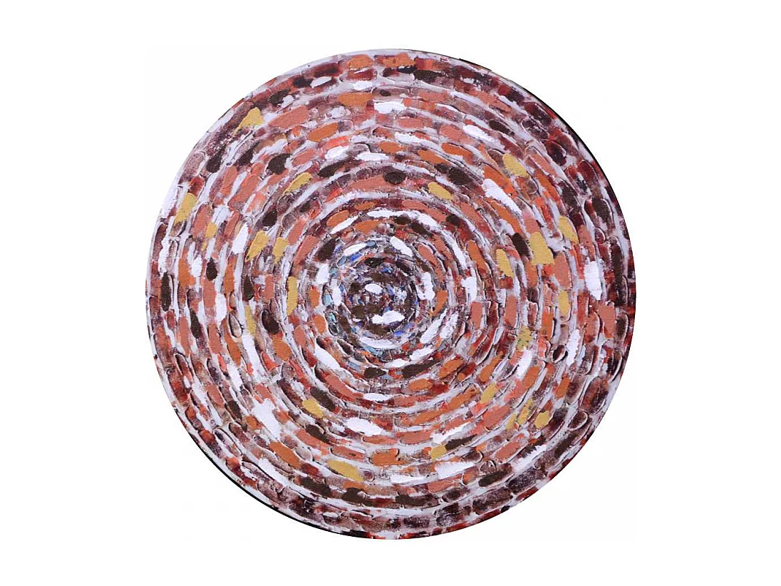 Quadro legno astratto arancione tondo cm ø60h2,5