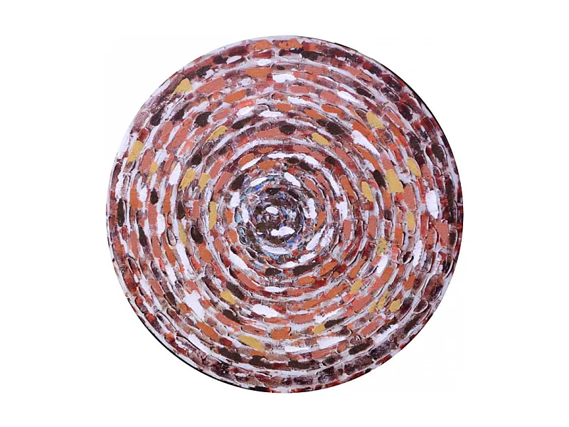 Quadro legno astratto arancione tondo cm ø60h2,5