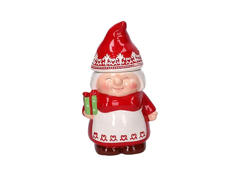 Barattolo ceramica gnoma rosso cm 16x13h27