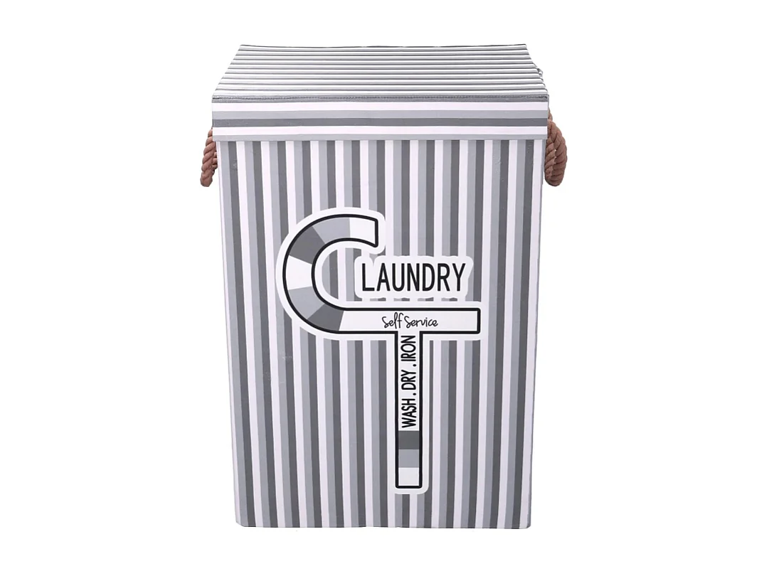 Cestone tessuto laundry grigio con coperchio cm 40x30h60