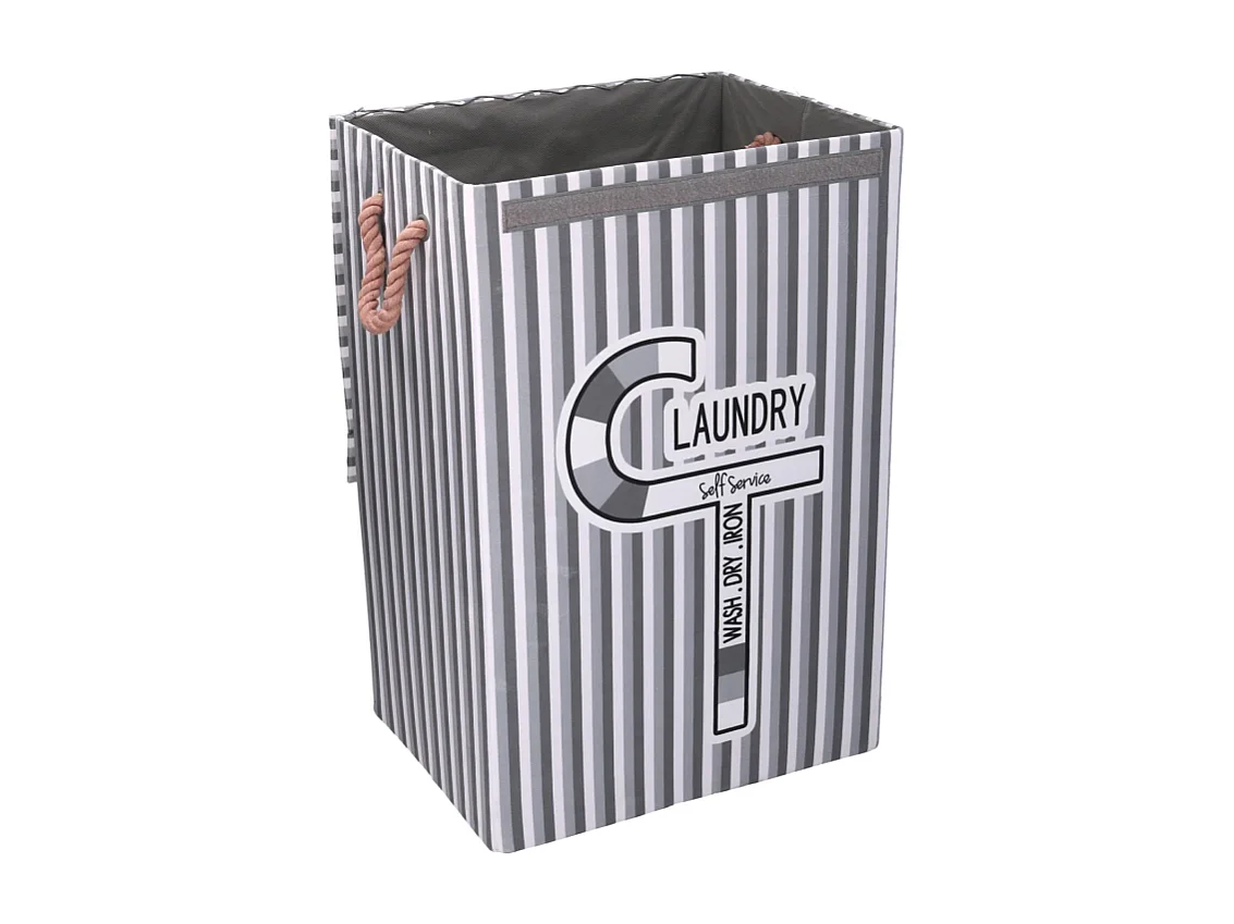 Cestone tessuto laundry grigio con coperchio cm 40x30h60