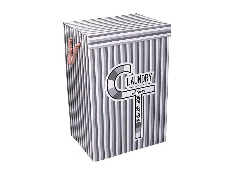 Cestone tessuto laundry grigio con coperchio cm 40x30h60