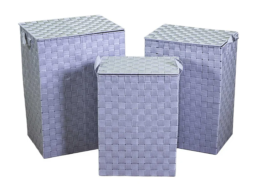 Cestone poliestere 1-3 grigio foderato rettangolare cm 40x30h55