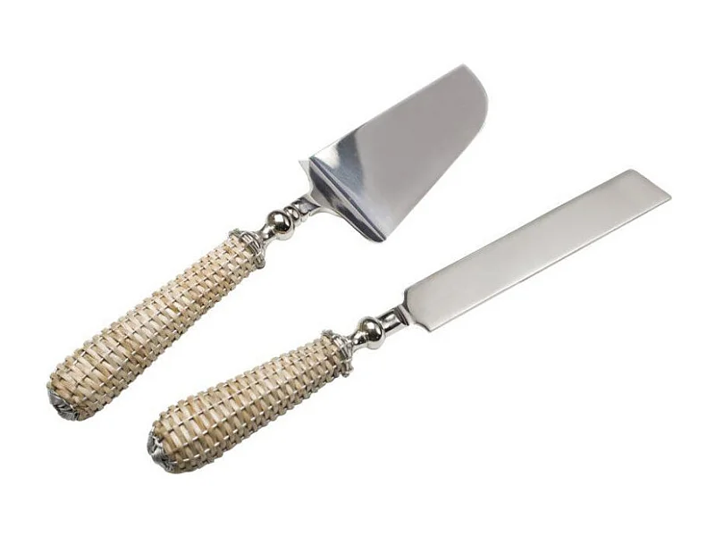 Posate coppia da torta con manico bambù cm 30 acciaio inox 41