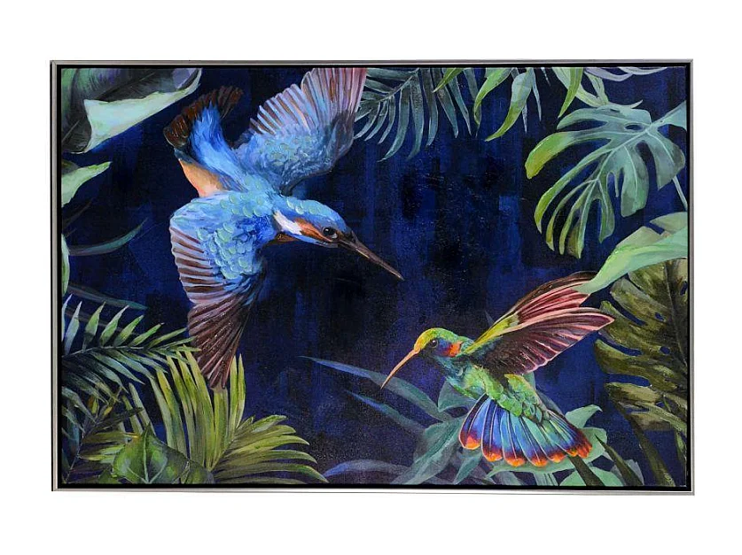 Quadro dipinto colibri' cm 92x62x4,5