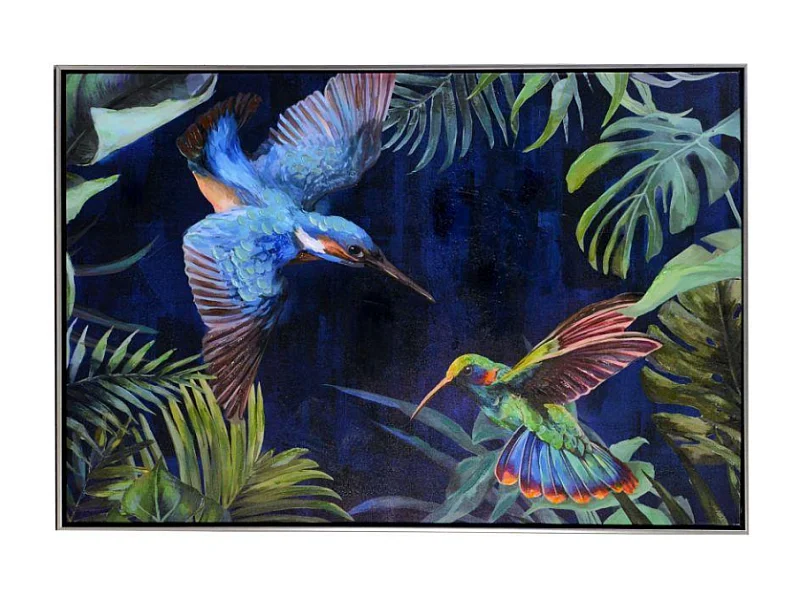 Quadro dipinto colibri' cm 92x62x4,5