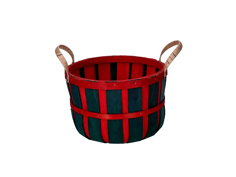 Cesta vimini 1-3 verde e rosso tondo cm ø28h18