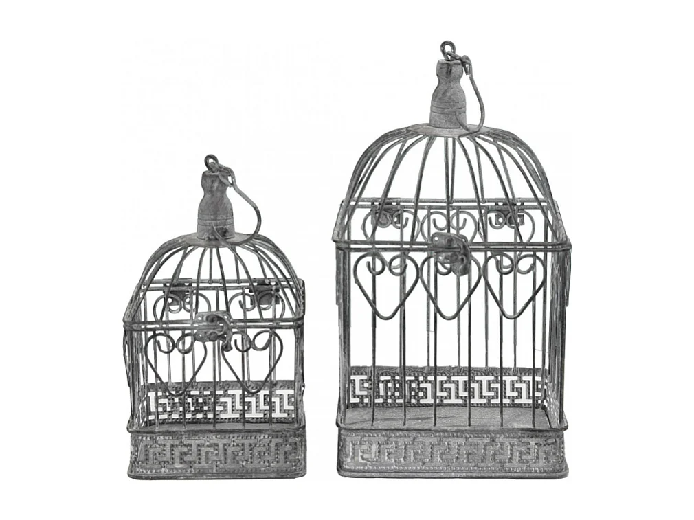 SET DI 2 GABBIE NATALIE RETTANGOLARI BIANCO OSSIDATO