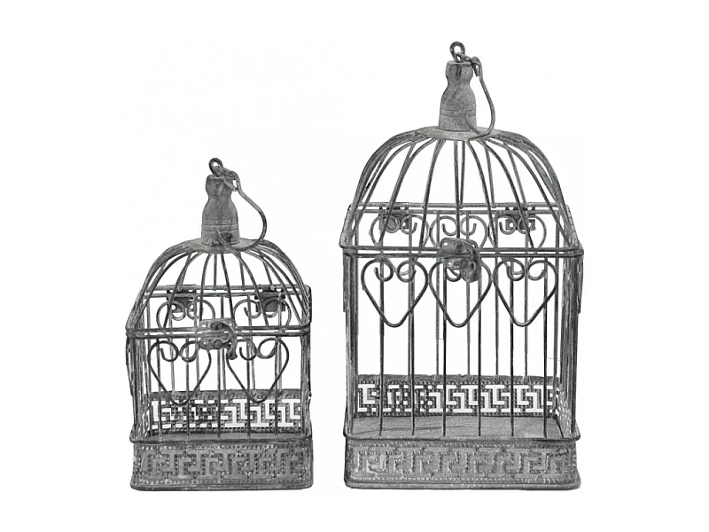 SET DI 2 GABBIE NATALIE RETTANGOLARI BIANCO OSSIDATO