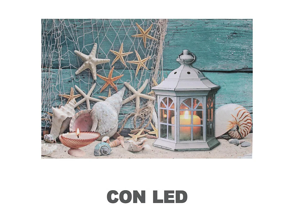 Quadro mare led lanterna cm 60x2,3x40