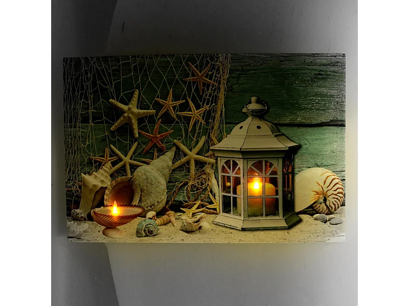 Quadro mare led lanterna cm 60x2,3x40