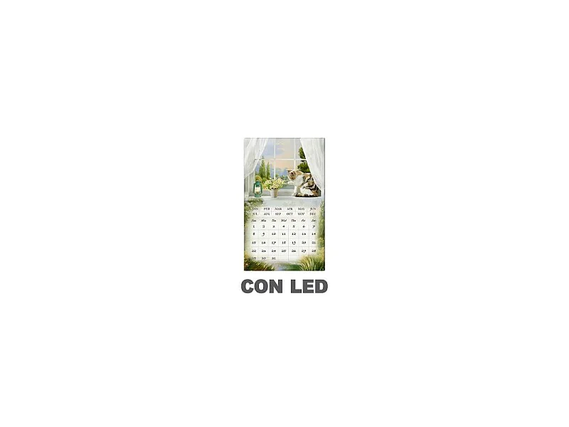 Quadro led con calendario bianco rettangolare cm 30x50x1,8