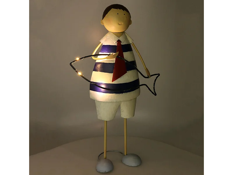 Bambino metallo mare pesce con led cm 38,73x15,87h64,13