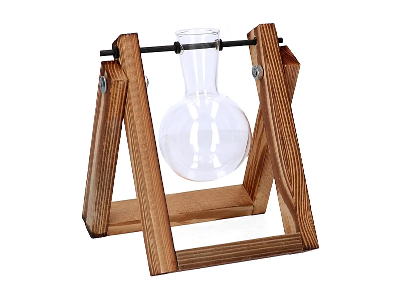 Portafiori legno con vetro 1 posto cm14x5,5/9,5h16