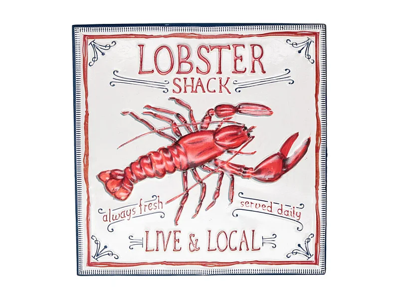 Quadro metallo mare aragosta cm 41,5x41,5x0,2