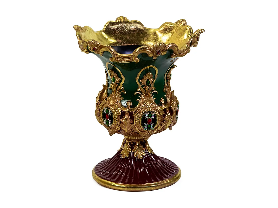 Portavaso resina oro e verde cm 61,7x53,8h69,7