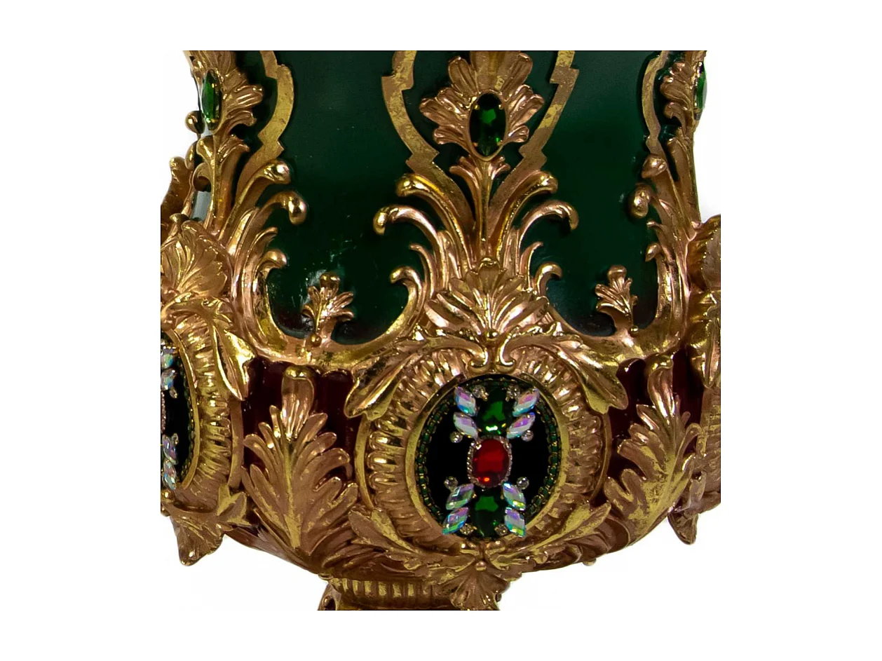 Portavaso resina oro e verde cm 61,7x53,8h69,7