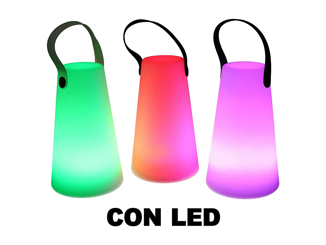 Lampada led plastica ricaricabile multicolor tondo cm ø12h20