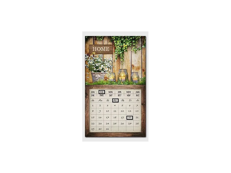 Quadro led con calendario marrone rettangolare cm 30x50x1,8