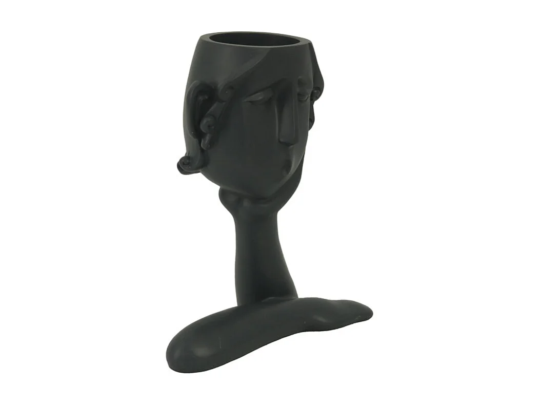 Portavaso resina viso nero cm 16x8h20