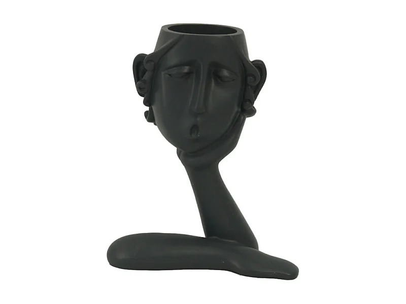 Portavaso resina viso nero cm 16x8h20