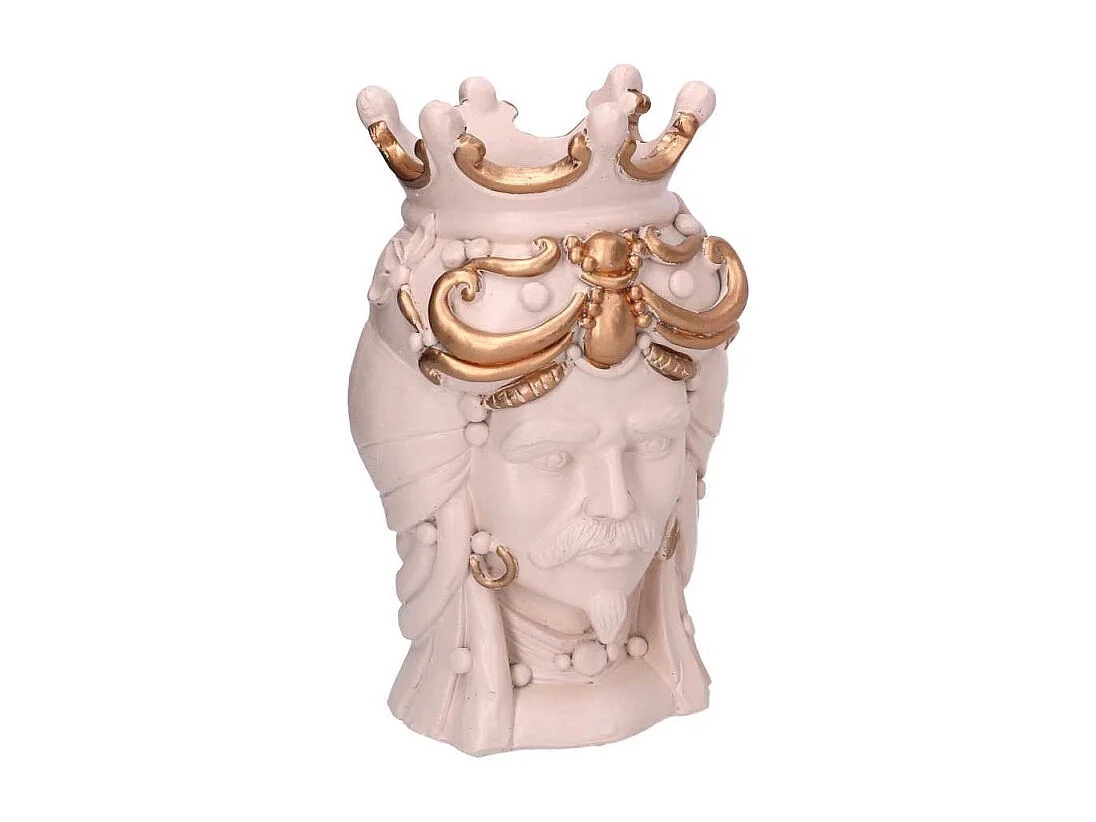 Portavaso resina busto re oro cm 14x14,5h26