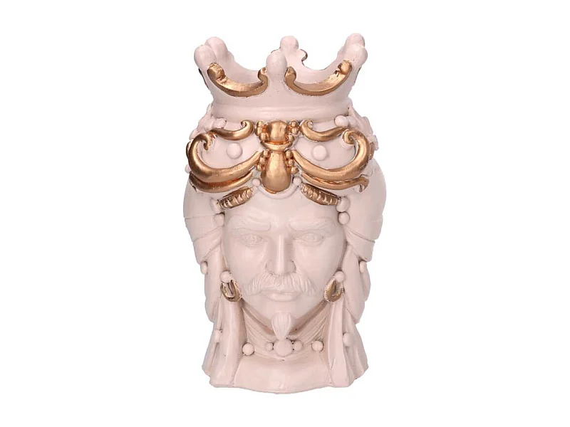 Portavaso resina busto re oro cm 14x14,5h26